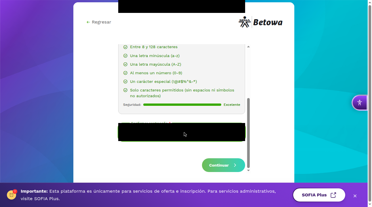 Recuperar contraseña Betowa - exito
