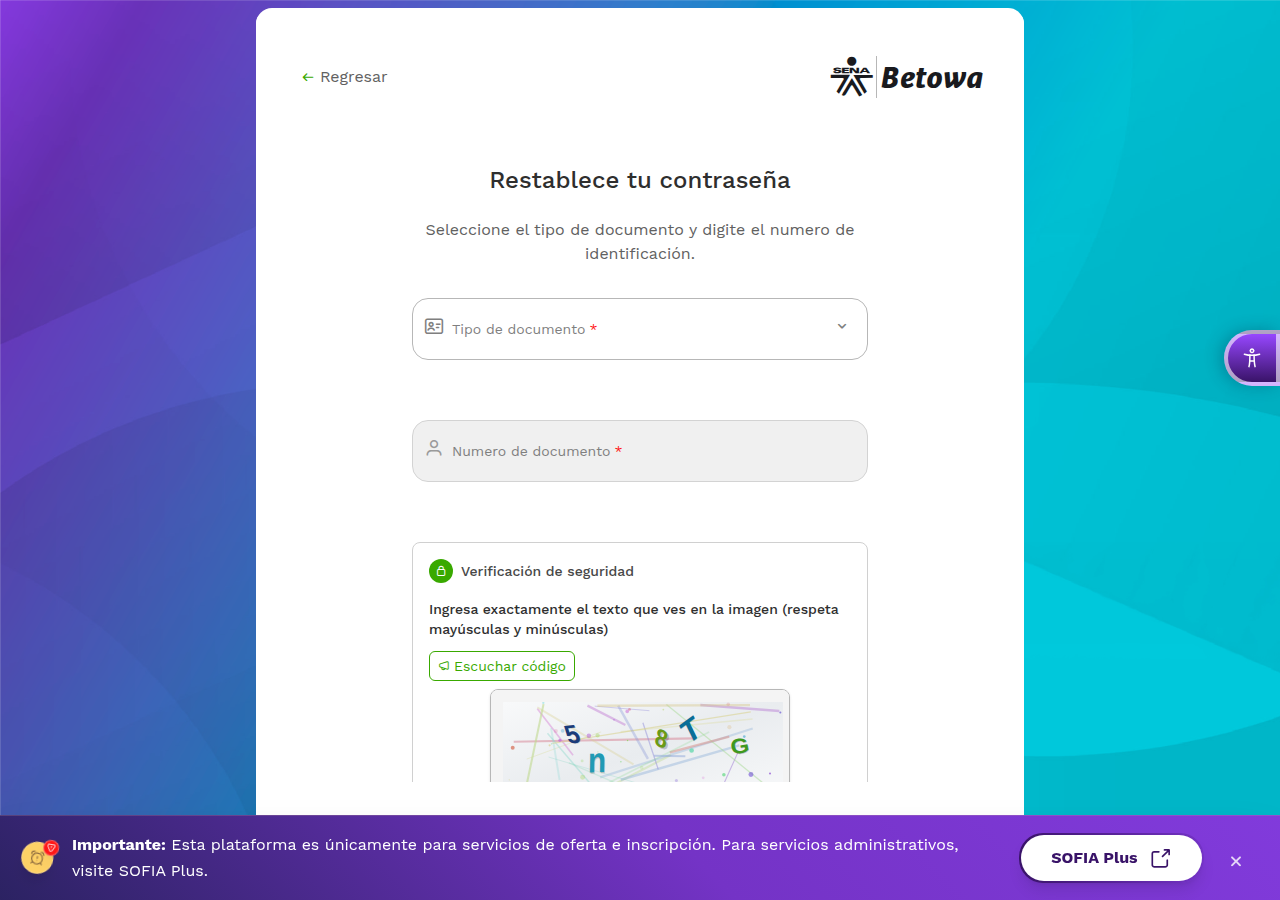 Recuperar contraseña Betowa - recuperar