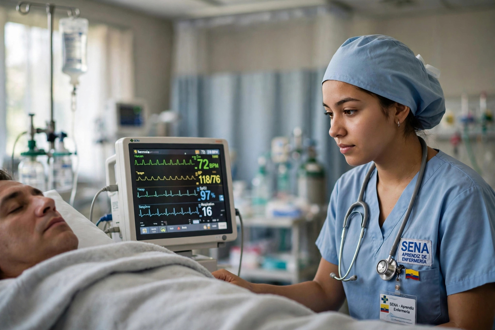 Trabajador de la salud aplicando protocolos de bioseguridad