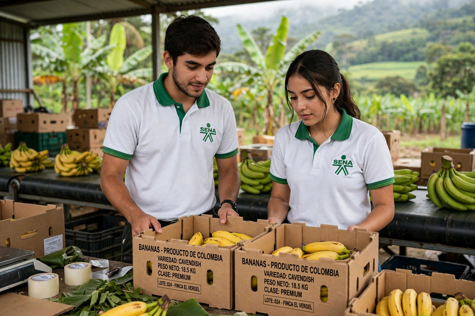 Trabajadores en una plantación de plátano