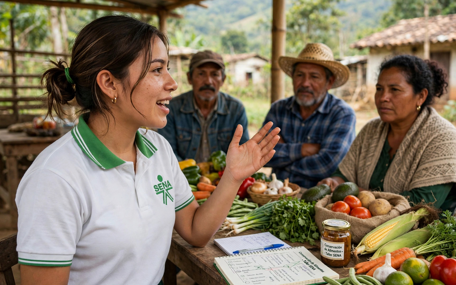Aprendiz cosechando hortalizas en una huerta urbana