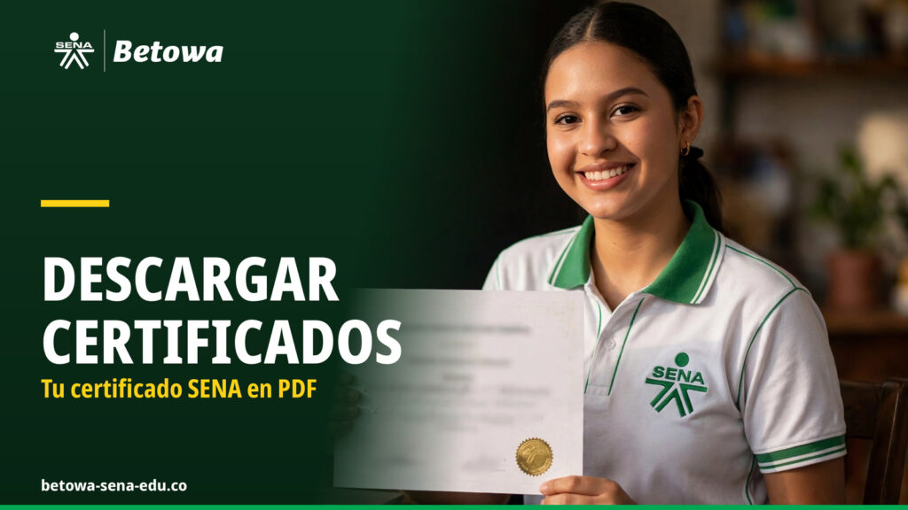 Aprendiz del SENA descargando su certificado en PDF