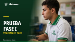 Estudiante del SENA presentando la Prueba Fase I de selección en el computador