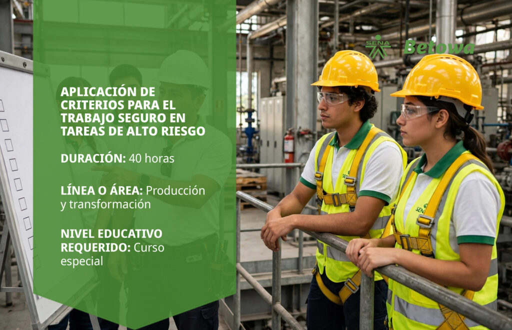 Curso SENA de aplicación de criterios para el trabajo seguro en tareas de alto riesgo, portada Betowa