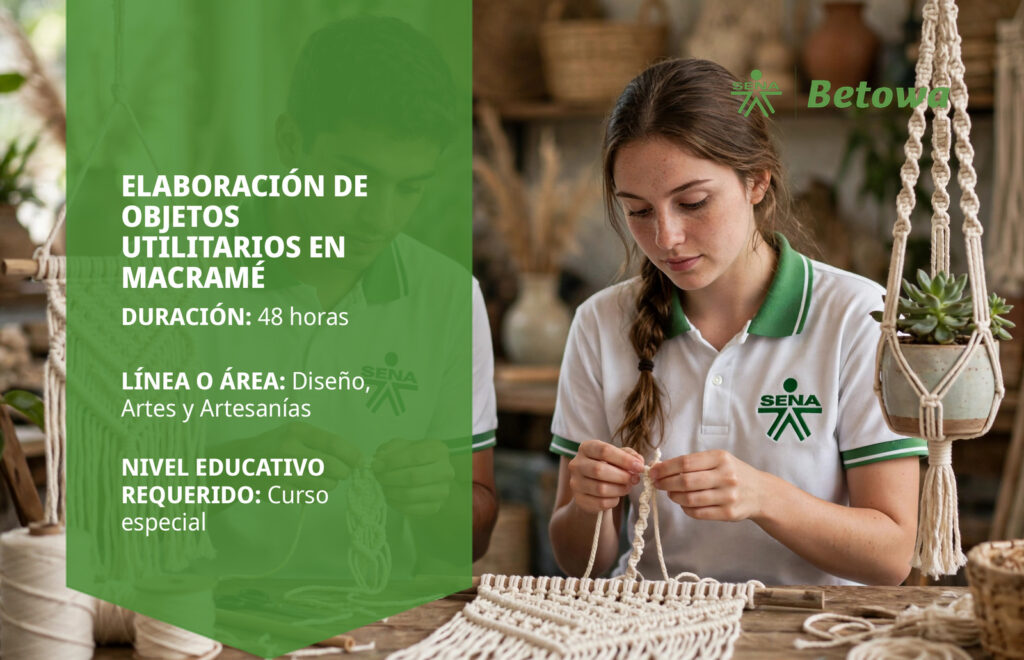 Curso SENA de elaboración de objetos utilitarios en macramé – Betowa