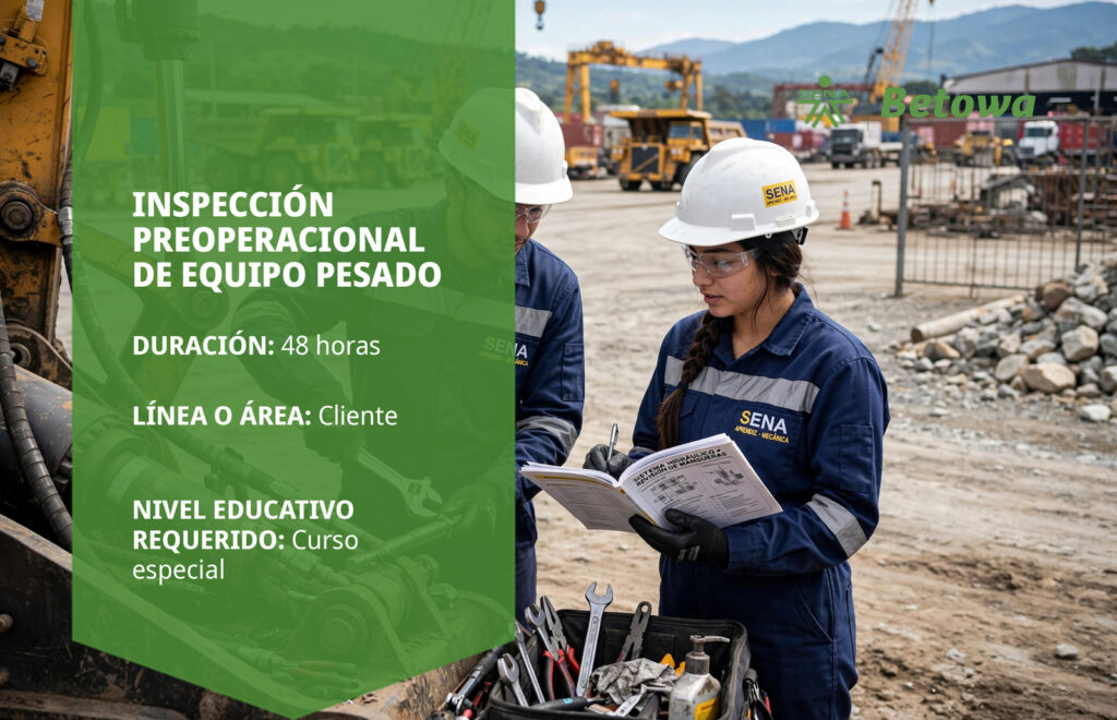 Curso SENA de inspección preoperacional de equipo pesado – Betowa