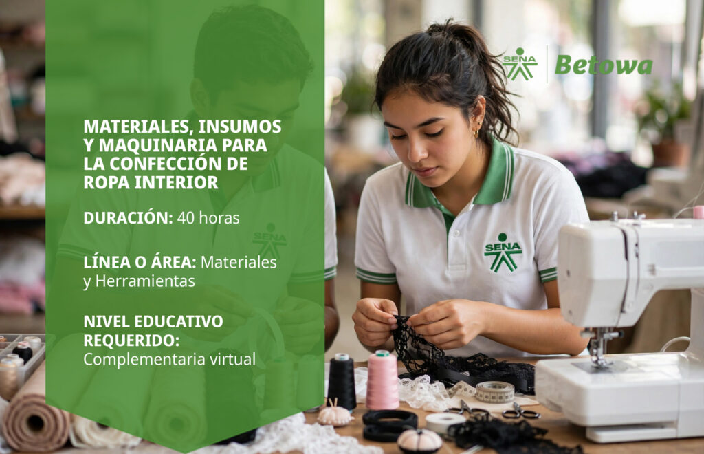 Curso SENA de materiales, insumos y maquinaria para la confección de ropa interior – Betowa