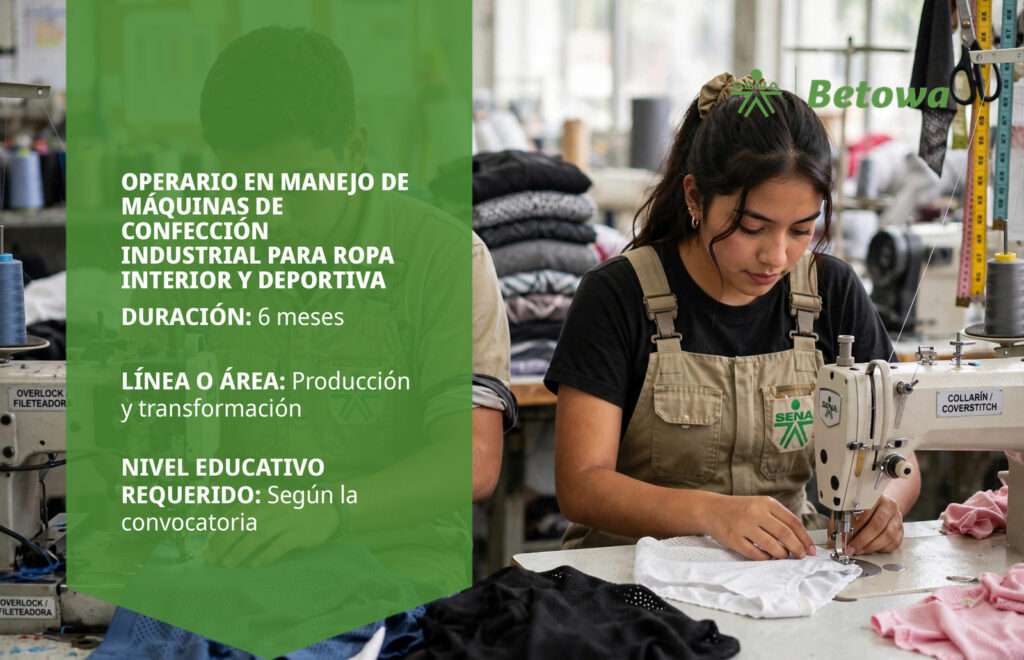 Operario en Manejo de Máquinas de Confección Industrial para Ropa Interior y Deportiva – SENA Betowa