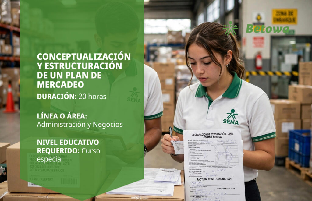 Curso SENA de conceptualización y estructuración de un plan de mercadeo – Betowa