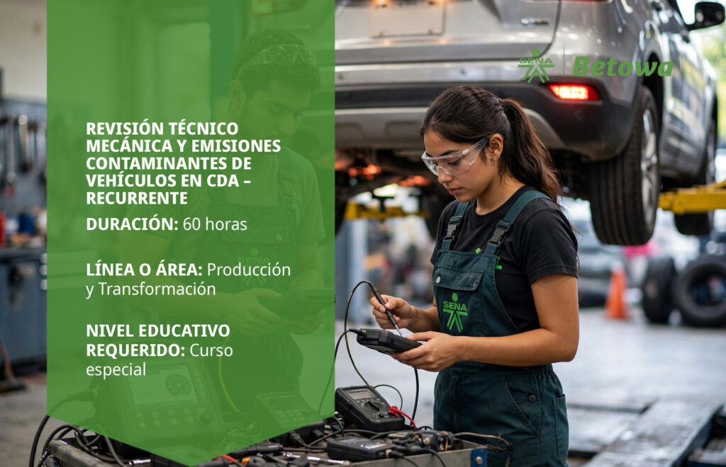 Curso SENA recurrente de revisión técnico mecánica y emisiones contaminantes de vehículos en CDA – Betowa