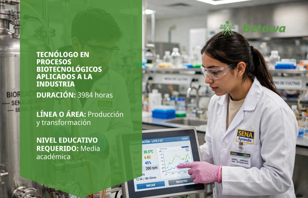 Tecnólogo en Procesos Biotecnológicos Aplicados a la Industria – SENA Betowa